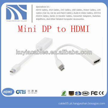 Mini DP branco para cabo adaptador HDMI macho para fêmea para Apple Macbook